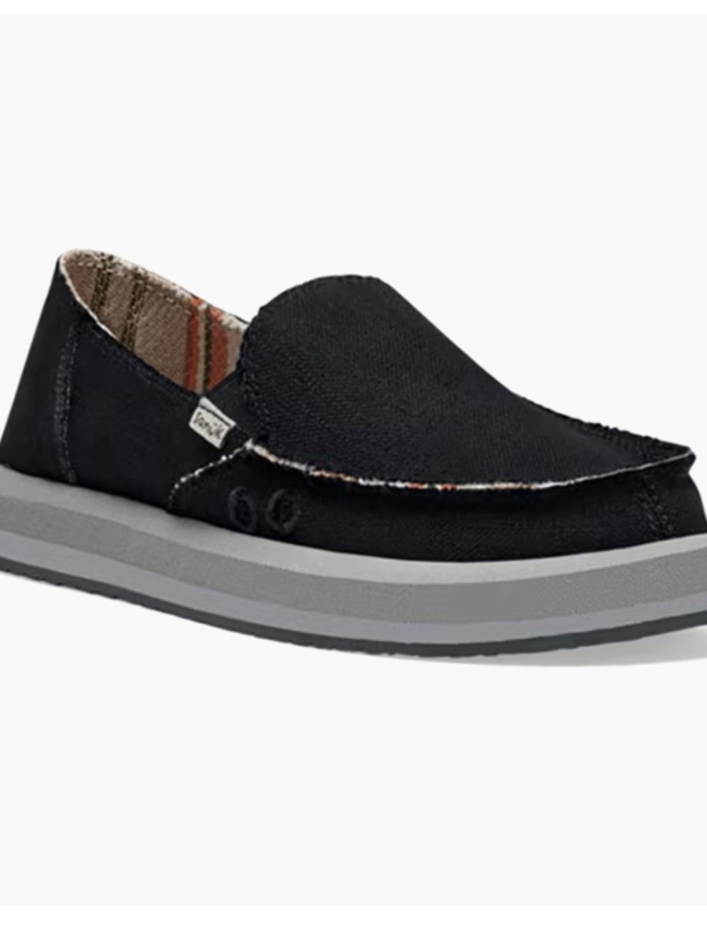 Sanuk Women's Slip-On Casual Shoe in Black with Gray Sole